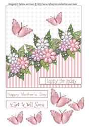 Butterfly & Blossom Card Topper - Peach Pink