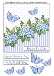 Butterfly & Blossom Card Topper - Blue