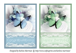 Butterfly Cake Topper - 2 Pack - Blue & Green
