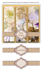 Floral Tri Panel Card Topper - Gold