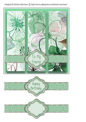 Floral Tri Panel Card Topper - Sage Green