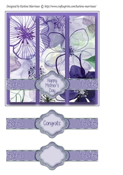 Floral Tri Panel Card Topper - Mauve