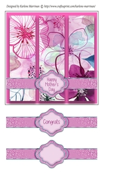 Floral Tri Panel Card Topper - Pink