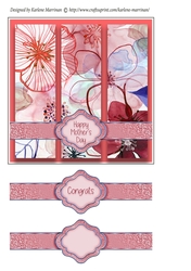 Floral Tri Panel Card Topper - Orange