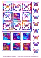 Shadow Box Butterfly Card Topper - Multi Colour