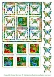 Shadow Box Butterfly Card Topper - Multi Green