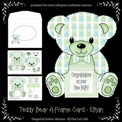 Ethan - A Frame Floral Teddy Bear Card - Baby Boy