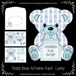 Lachy  - A Frame Floral Teddy Bear Card - Baby Boy