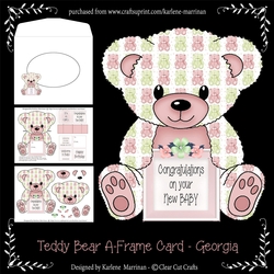 Georgia  - A Frame Floral Teddy Bear Card - Baby Girl