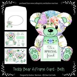 Beth - A Frame Floral Teddy Bear Card