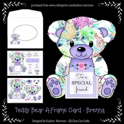 Brenna  - A Frame Floral Teddy Bear Card