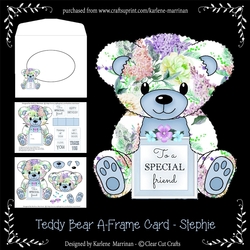 Stephie  - A Frame Floral Teddy Bear Card