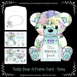 Nissa  - A Frame Floral Teddy Bear Card