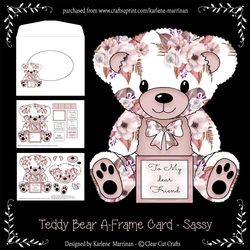 Sassy - A Frame Floral Teddy Bear Card
