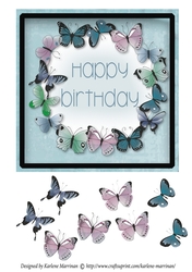 Butterfly Ring Card Topper - Blue - Birthday
