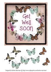 Butterfly Ring Card Topper - Pink - Get Well Soon