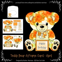 April - A Frame Teddy Bear Card