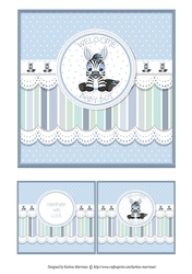 Baby Boy Zebra Card Topper - Blue