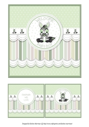 Baby Boy Zebra Card Topper - Green