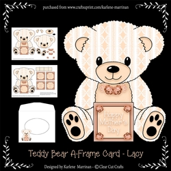 Lacy A-Frame Teddy Bear Card - Brown