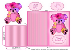 Teddy Bear Money/Voucher Wallet or Envelope - Pink Floral