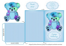Teddy Bear Money/Voucher Wallet or Envelope - Blue Floral