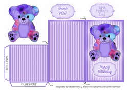 Teddy Bear Money/Voucher Wallet or Envelope - Purple Floral