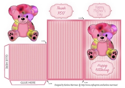 Teddy Bear Money/Voucher Wallet or Envelope - Red Floral