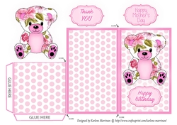 Teddy Bear Money/Voucher Wallet or Envelope - Soft Pink