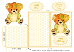 Teddy Bear Money/Voucher Wallet or Envelope - Yellow