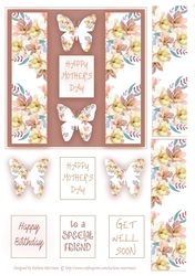Butterfly Panel Floral Topper - Gold
