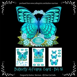 Butterfly A-Frame Card - B16 - Aqua