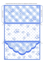 Butterfly Gingham Money, Voucher Wallet/Envelope/Pocket - Dark Blue