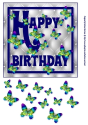 Happy Birthday Butterfly Card - Dark Blue