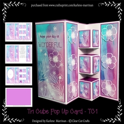 Tri Box Pop Out Card - Pink