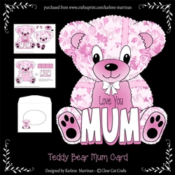 Teddy Bear Mothers Day or For Mum A Frame Card - Pink