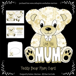 Teddy Bear Mothers Day or For Mum A Frame Card - Yellow