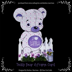 Teddy Bear Mischief A Frame  Mothers day Card - Purple