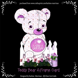 Teddy Bear Mischief A Frame Mothers day Card - Pink