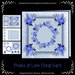 Posies of Love Floral Card - Blue