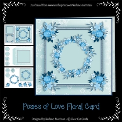 Posies of Love Floral Card - Aqua