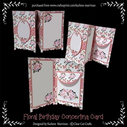 Pretty Floral Concertina Card - Blank