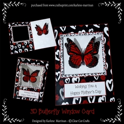 Monarch - Red - 3D Butterfly Window Card