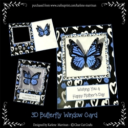 Monarch - Light Blue 3D Butterfly Window Card