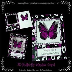 Monarch - Magenta 3D Butterfly Window Card