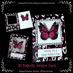 Monarch - Pink 3D Butterfly Window Card