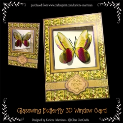 Glasswing - Orange 3D Butterfly Window Card