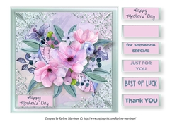 Candy Pink Flowers Card Topper