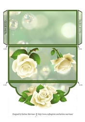 Ladies White Rose wallet/pocket/envelope for vouchers/money or gift cards