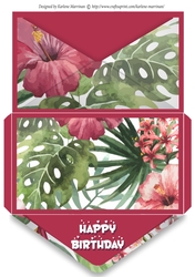 Tropical Happy Birthday wallet/pocket/envelope for vouchers/money or gift cards